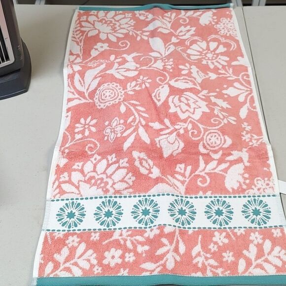 3 Sets Of 2 The Pioneer Woman Mazie Coral Cotton Hand Towel - Picture 3 of 3
